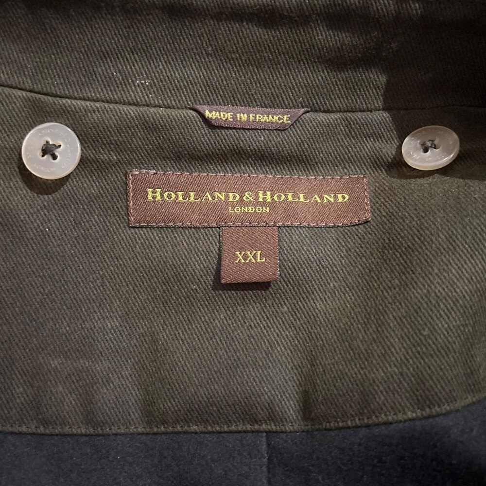 Vintage Holland & Holland Trench Coat XXL Made in France Olive Drab Wool Lined - Picture 15 of 16
